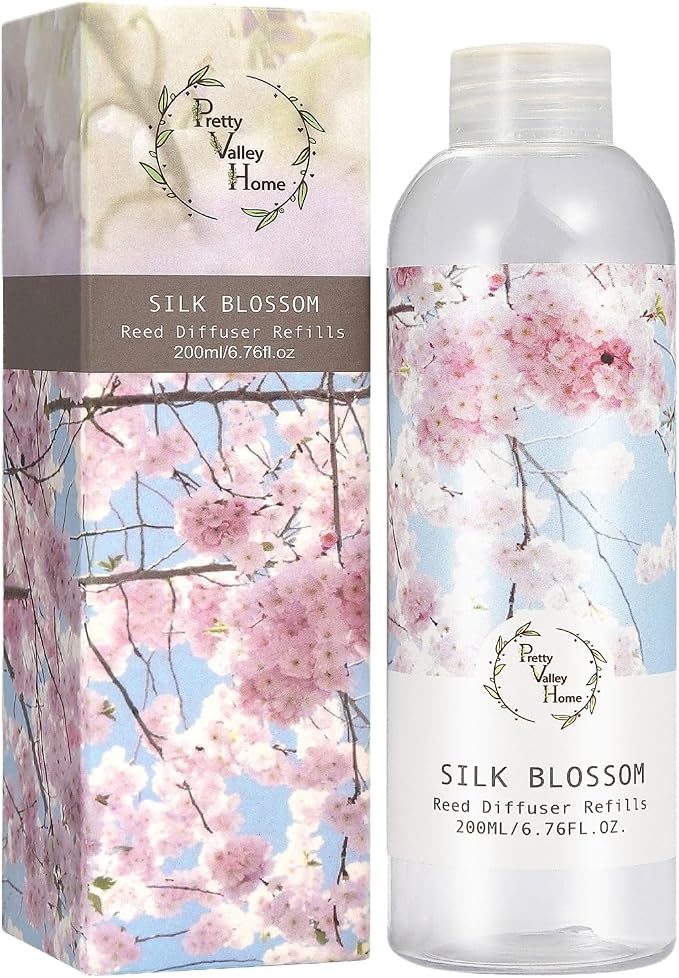 Reed Diffuser Oil Refill, Silk Blossom, 6.76oz（200ml Scented Oil Refill for Reed Diffuser Home Fragrance for Bedroom, Bathroom Office Home Decor