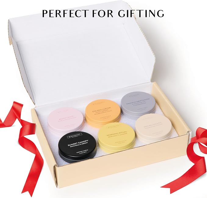 Benevolence LA Candle Gift Set – 6 Soy Scented Candles (1.4 oz) | Aromatherapy Candles with Orange, Eucalyptus, Rose & Jasmine | Gift Set Ideas for Women & Men | Ready for Gifting