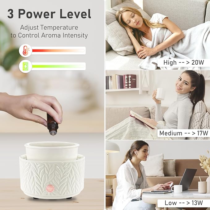 Wax Melt Warmer with Timer- 3-in-1 Wax Melter Burner, Fragrance Warmer for Scented Candles, Tarts, Essential Oils to Freshen Home Office, with Auto Shut Off and Temperature Adjustment, Gift & Décor