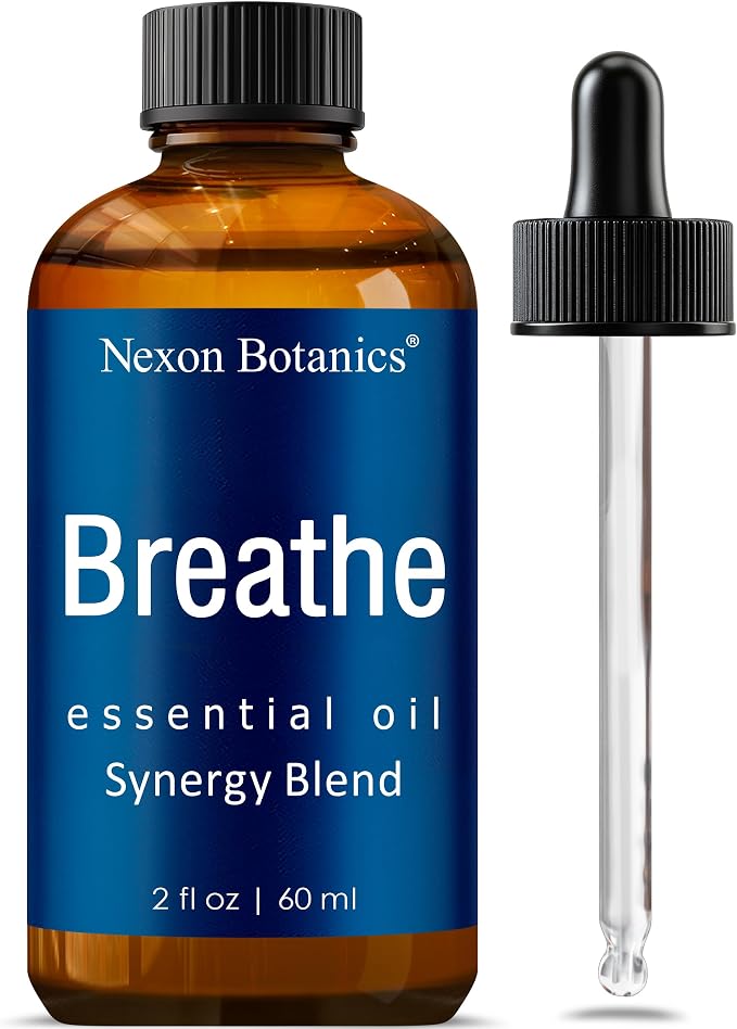 Breathe Essential Oil Blend 60 ml - Breath Sinus Relief with Menthol Oils - for Humidifiers, Diffusers, and Aromatherapy - Nexon Botanics