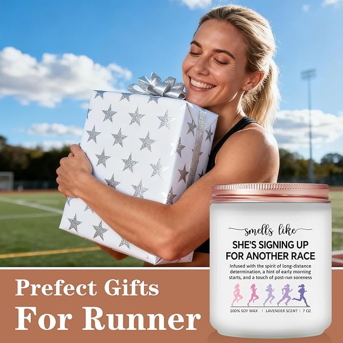 Marathon Runner Gifts for Women - Cool Running Gift Ideas for Runners - NYC, Half, Track and Field, Cross Country, 5K 10K Run Marathon Essentials - Lavender Scented Candle