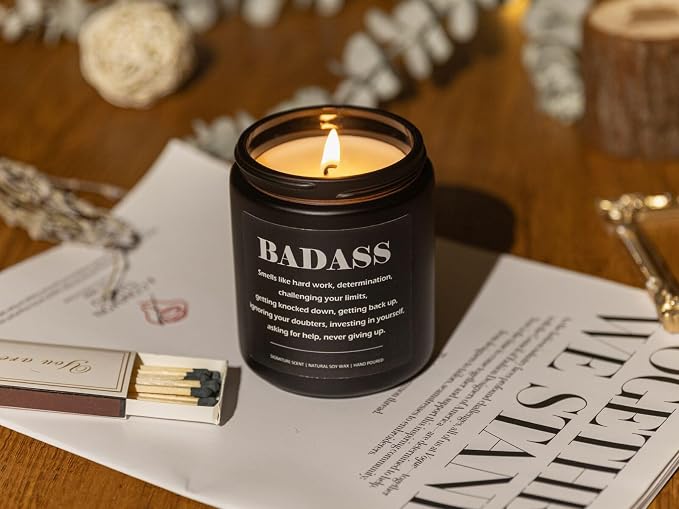 Lavender & Eucalyptus Soy Wax Candle, 7OZ - Inspirational Gifts for Women & Men, Congratulations Gift, New Job, Promotion, Graduation, Mental Health Gifts, Proud of You, Badass