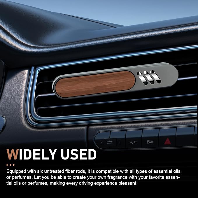 2 PCS Car Air Vent Clips, Natural Walnut Wood Grain Diffuser with 6 PE Strips, Rust-proof Straight Outlet Interior Trim with Stable Back Clip, Universal Elegant Decor for Car (Multicolored)