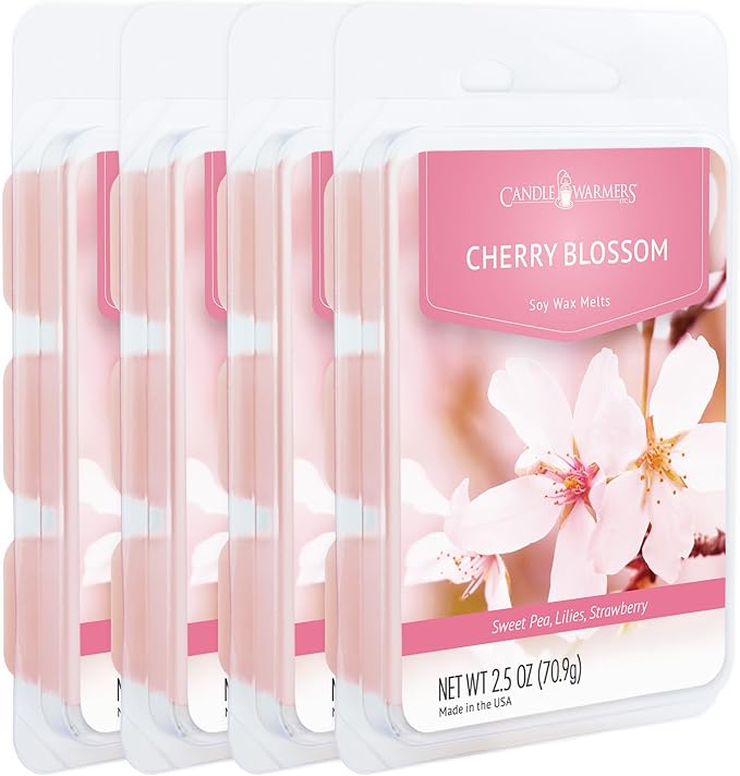 Candle Warmers Etc Classic Wax Melts 2.5oz, Cherry Blossom Fragrance (4-Pack) – Each Pack has x4 2.5 oz Wax Melts and 30 Hours of Fragrance – Perfect for bedrooms, Living Rooms, and bathrooms
