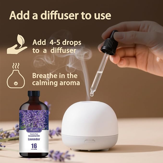 Lavender Essential Oil,Lavender Fragrance Oil, for Sleep Aid, Diffuser, Humidifier, Massage, DIY Soap, Candle, Cleaning, Relaxation, Gift Ready – MLYNKL (16.33 fl oz / 490ml)