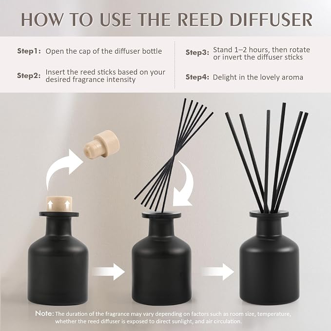 Reed Diffuser Set,Eucalyptus Home Fragrance,100ml(3.38fl.oz) with 6 Reed Sticks,for Living Room,Bedroom,Bathroom,Modern Home Decor Essential