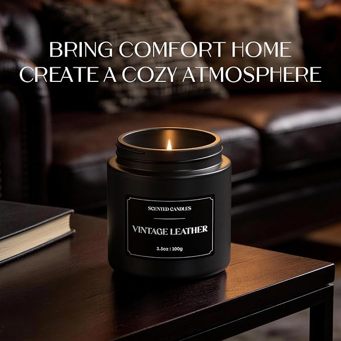 NORVENCE Scented Candles for Men, Scented Candles Gift Set, Stress Relief Candles for Home, Premium Soy Candle Set, Candles for Men and Women (Black, 7 oz)
