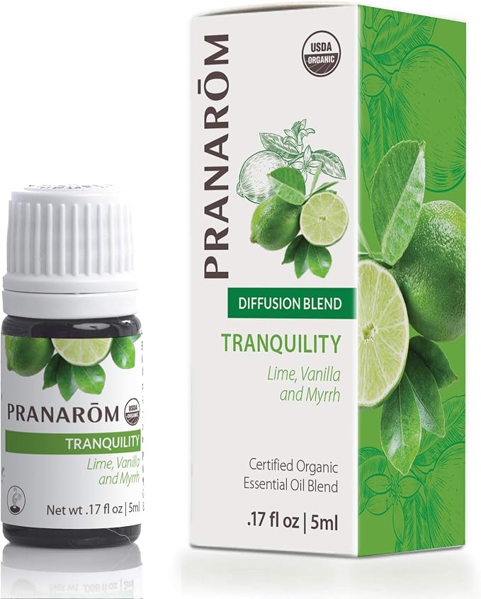 Pranarom - Tranquility Essential Oil Blend (5ml) - Lemon, Bergamot, Distilled Lime, Petitgrain, Spearmint, Orange - 100% Pure Essential Oil for Grounding & Clarity|USDA and ECOCERT Certified Organic