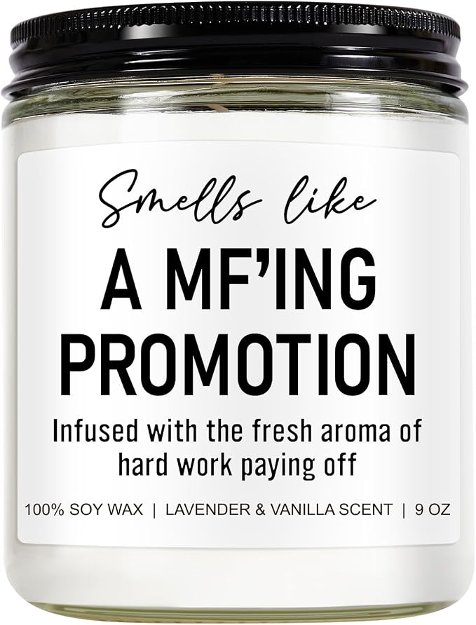 Younift Funny Scented Candles - Congratulations on Your Promotion, New Job Gifts for Women, Men - Job Decorations - 9 oz