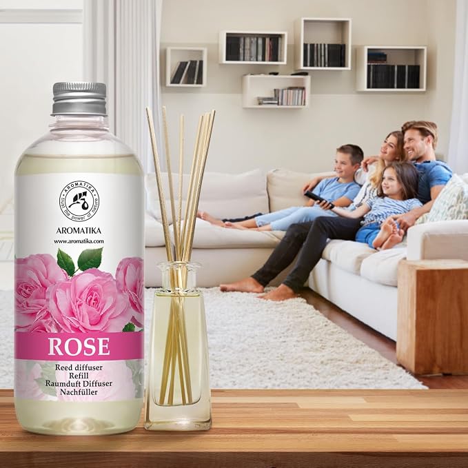Reed Diffuser Refill Set Rose 2 х 17Fl Oz - Aroma Refill for Reed Diffuser - Home Fragrance - Air Freshener - Aromatherapy - Floral Fragrance