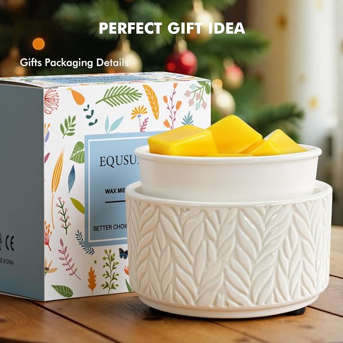 EQUSUPRO Wax Melt Warmer for Scented Wax Melts- Electric 4 in-1 Ceramic Candle Wax Warmer Burner Fragrance Wax Melter for Home Office Bedroom Living Room Decor & Gifts for Women