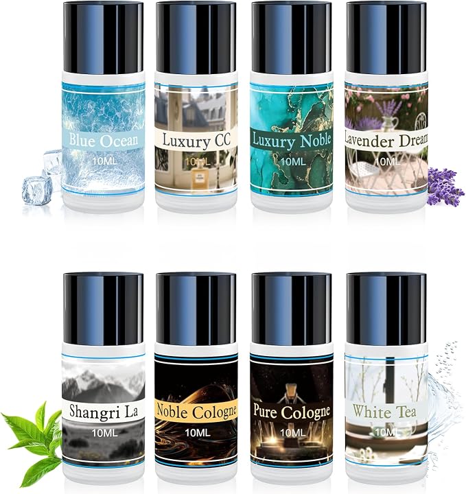 Smart Car Air Freshener, Car Air Freshener Refill, Aromatizante Para Carro Refill, 8pcs Essential Oils Mixed Fragrance Set for Car Diffusers (No Diffuser Included)