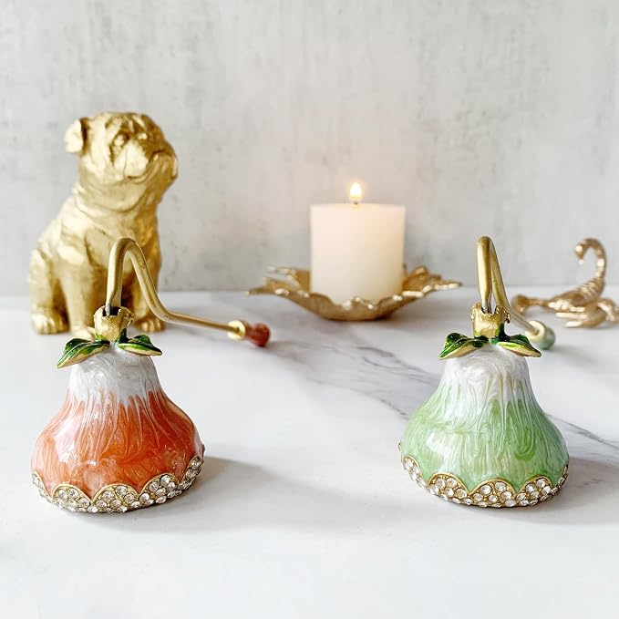 Green Pear Candle Snuffer, Hand-Painted Metal Candle Extinguisher with Non-Slip Handle, Elegant Decorative Candle Tool for Hanukkah, Christmas, Birthdays