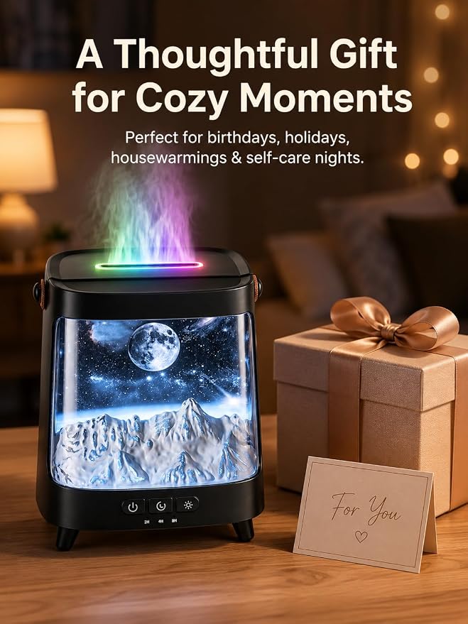 Starry Aroma Diffuser with Remote Control, 200ml Quiet Small Essential Oil Diffuser with 7 Color Soft Glow Night Light, 2 Mist Modes, 3 Timers, Auto Shut-Off, Home Relaxation Gift for Girls Women