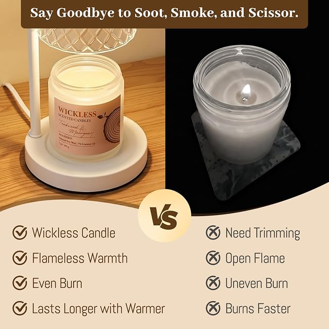 Teakwood & Mahogany Wickless Candle for Candle Warmer Lamp with 10ml Essential Oil for Custom Aroma, Flameless Non-Toxic Soy Scented Candle for Home, Birthday Gift for Men & Women