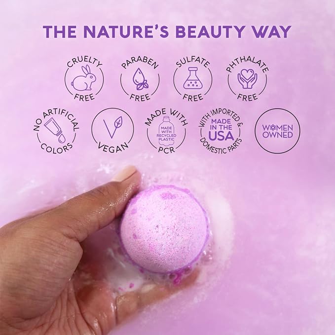 Nature’s Beauty Lavender Chamomile Sleep Bath Bomb Gift Set - Relaxing Spa Soak with Coconut Oil & Witch Hazel - Vanilla Citrus Scent - 2 Pack, 17.5 oz