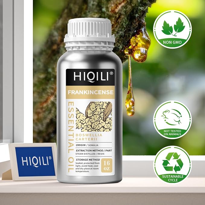 HIQILI 16 Fl Oz Frankincense Essential Oil, for Massage Skin Care, Diffuser, Aromatherapy