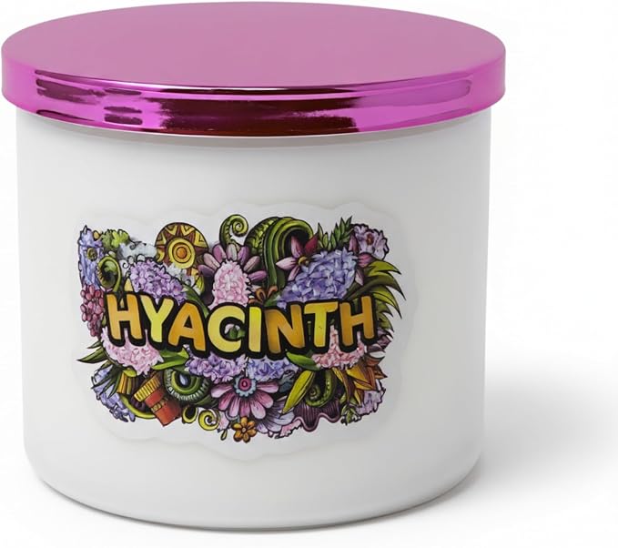 Hyacinth Candle ~ Very Strong Floral FragranceAll Natural Premium Soy and Coconut Wax Candle ~ Highly Scented ~ Large 3 Wick Jar