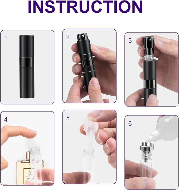 8ML Perfume Travel Refillable Portable Perfume Atomizer Bottle - Easter Basket Stuffers for Teens Adults Men Women,Valentines Day Gifts for Him Her,Travel Essentials,Christmas Gift(Balck,2Pack)