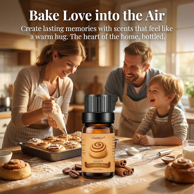 Bakery Essential Oils Set for Diffusers 6x10ml-Chocolate Cookies,Vanilla Cake,Cinnamon Rolls,Pumpkin Pie,Gingerbread,Waffles,Fragrance Oils for Candle&Soap Making