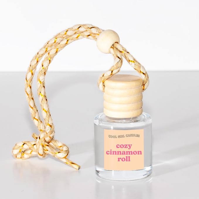 COOLGIRLCANDLES Cozy Cinnamon Roll Hanging Fragrance Oil Diffuser for Car, Essential Oils, Scents Aromatherapy - Long Lasting Air Freshener Bottle