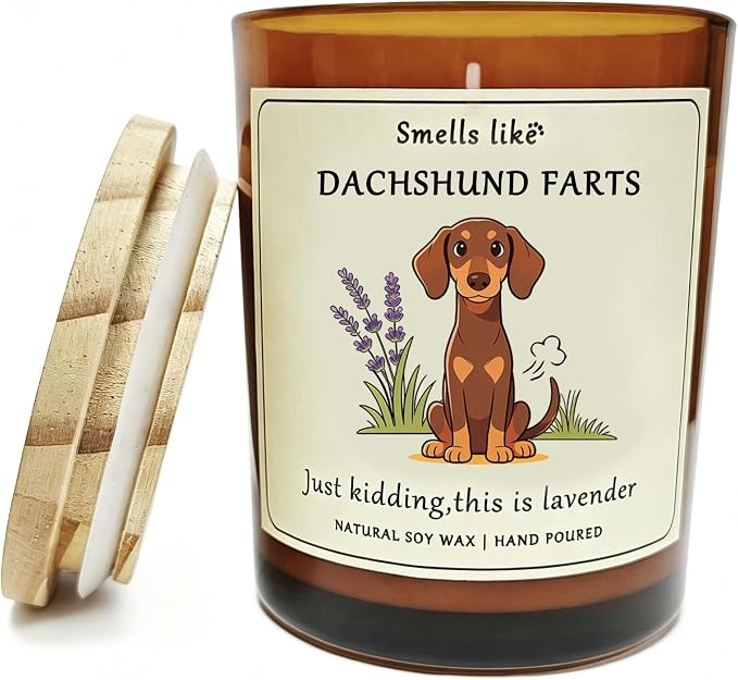 Gift for Dachshund pet Owners & Dog Lovers - Weiner Dog Mom Gifts for Women Crafted by Natural Soy Wax Lavender Pet Friendly Safe Scented Candle Perfect for Christmas Birthday Housewarming Decor