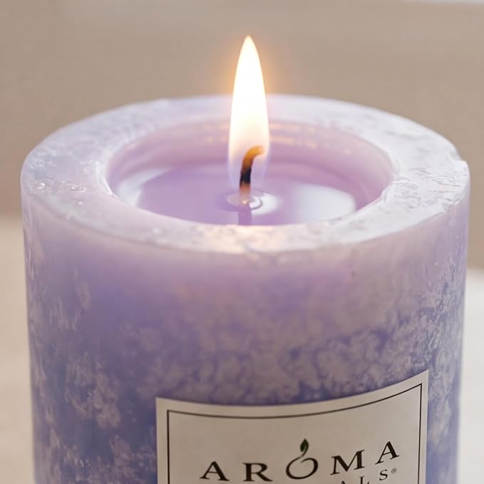 Aroma Naturals Essential Oil Scented Pillar Candle, Tranquility, 2.75 Inch X 5 Inch, Lavender, 1 Pound