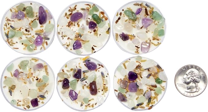 New Moon Beginnings Healing Energy Candle - Negative Energy Cleansing - Soy Aromatherapy - Handmade with Crystals & Herbs - Set of 6 Tealights