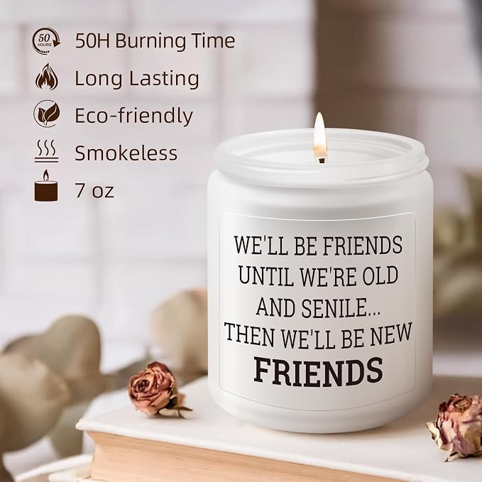 Friend Gifts for Women, Friend Birthday Gift, Bestie Christmas Friendship Gifts for Women Friends Female - Lavender Scented Candle