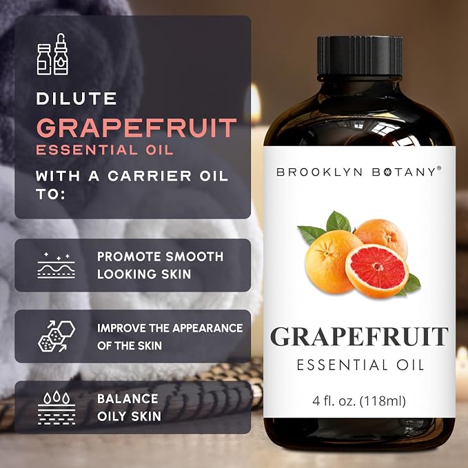 Brooklyn Botany Grapefruit & Cedarwood Essential Oils – 4 Fl Oz (Pack of 2) – 100% Pure & Natural – Refreshing & Grounding Aromatherapy Blend