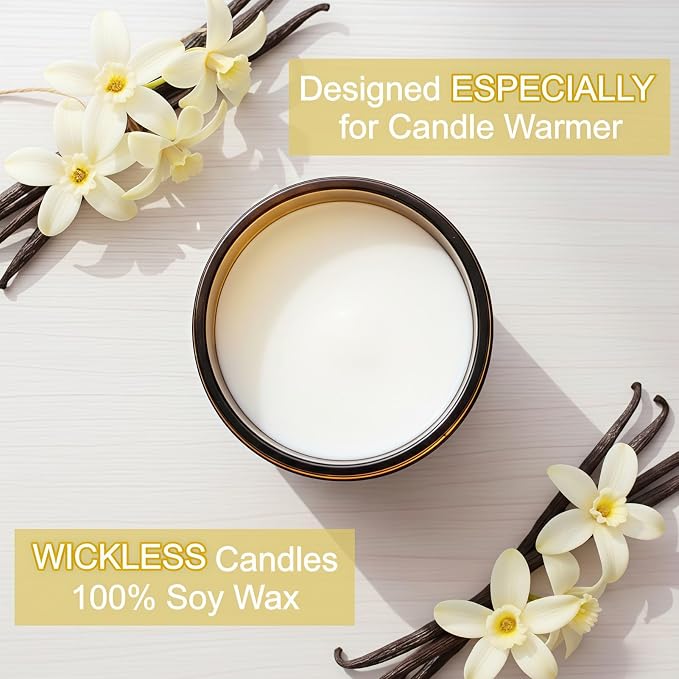 VOHO Vanilla Wickless Candles for Candle Warmer Lamp, 9oz Soy Candles with Stirring Spoon & Lid, Vanilla Candle for Anniversary House Warming Gifts, Wickless Scented Candles for Candle Lamp Warmer