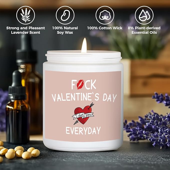 MOASITN Valentines Day Candles for Her Girlfriend Wife, Romantic & Funny Love Gift for Him Boyfriend Husband, Best Valentines Birthday Lavender Scented Candel Couple Presents for Women Men