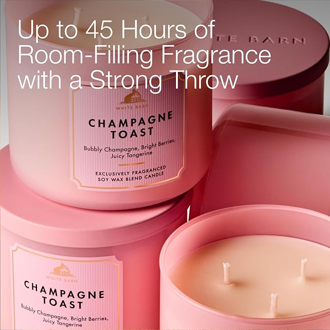 Bath & Body Works Champagne Toast 3-Wick Candle - Scented Candle for At-Home Use - Long-Lasting, Room-Filling Fragrance - High Fragrance Oil Concentration - Soy Wax Blend