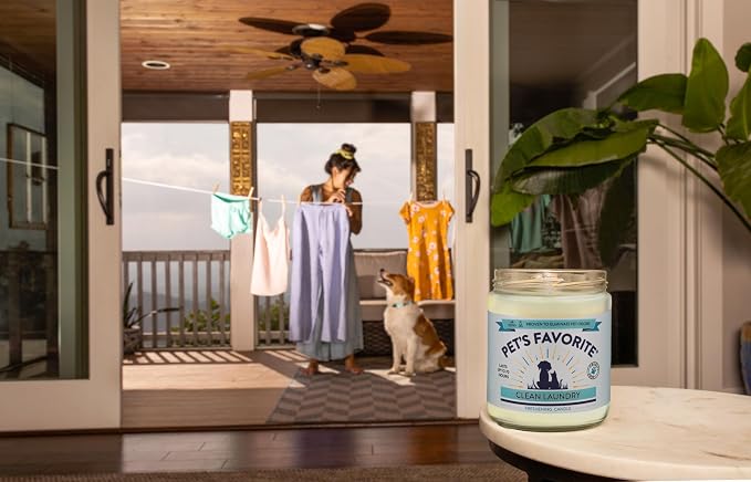 Pet's Favorite Pet Odor Candle, Clean Burning, Long Lasting Scented Candles with a Cotton Wick. (Clean Laundry/Lemon Zest, Pack of 2)