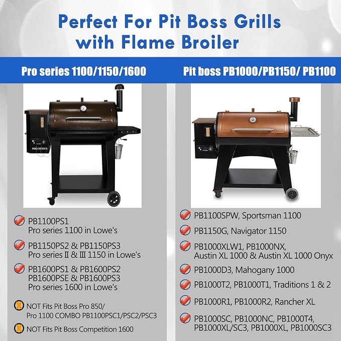 Flame Broiler Kit Replacement Parts for Pit Boss PB1100PS1 PB1150PS2 PB1600PS1 Pro Series 1100 1150 1600 Smoker Grill Parts Austin XL PB1000XLW1 Sportsman PB1000SP Main Plate Slide Cover