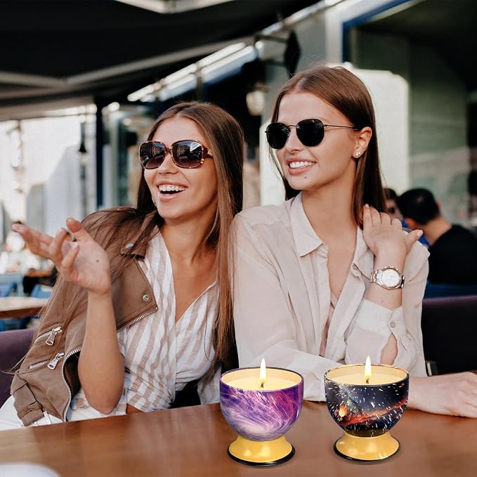 2 Packs -4 Ounces Household Aromatherapy Candles, Lemon, French Vanilla Natural Soy Candles, Portable tin can Candle Set, Suitable for Travel, spa, Bathing, Yoga, Home Decoration