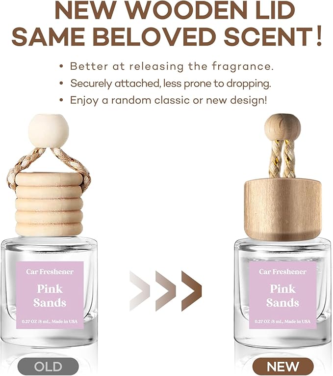 C Classy Hanging Car Air Freshener 2 Pack, Pink Sands Essential Oil Diffuser, Long-Lasting Fragrance, Cute Glass Bottle Car Accessories for Women & Men, Made in USA