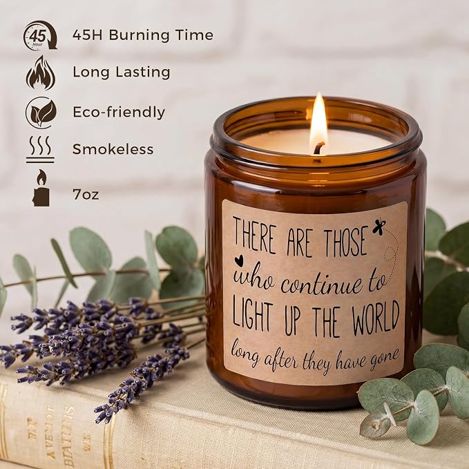 MULCHUM Lavender Scented Candle, Memorial Gift for Loss of Loved One, Relaxing Natural Soy Wax Jar Candle for Sympathy Gift Stress Relief, 7oz 45 Hours Long Lasting Burn