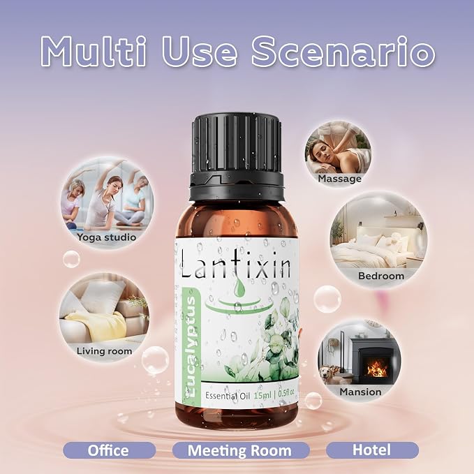 Lantixin 100% Pure Eucalyptus Essential Oil – Natural Undiluted Scent for Diffuser – Clearing & Refreshing Home Fragrance for Ultrasonic Diffusers, Meditation & Crafting – 0.5 fl oz(Eucalyptus)