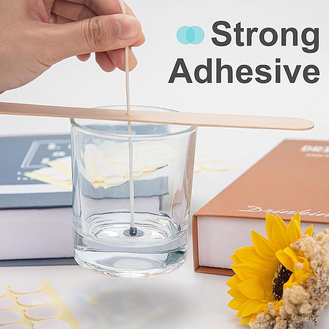 1200PCS Candle Wicks for Candle Making, Candle Wick Stickers, Heat Resistance Double-Sided Stickers with The Little ”Tail “, Stickers for Candle Making