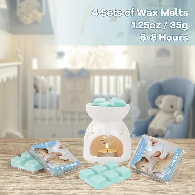 SCENTORINI Wax Melts, Baby Powder Scent, Summer Scent Wax Cubes Strong Scent, 4 Pack Non-Toxic Soy Wax Cubes for Warmers, Home Fragrance