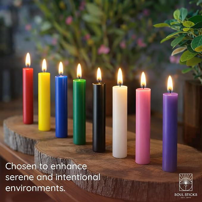 SOUL STICKS Aura Magic Spell Chime Taper Candles 20 Pack - Ideal for Altar, Rituals, Ceremonies, Meditation Colored Chime Candle for Witchcraft Supplies, Wiccan Supplies, Candles Clearance