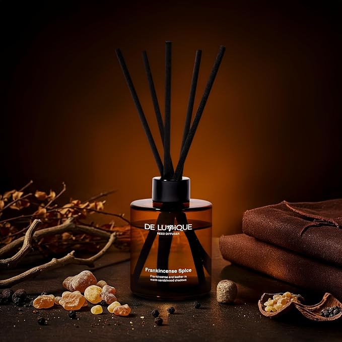 Frankincense Spice Scent Reed Diffusers for Home – Long-Lasting Aroma Diffuser with Essential Oils, Expertly Crafted for Bedroom, Living Room, Bathroom, or Office – 150ml