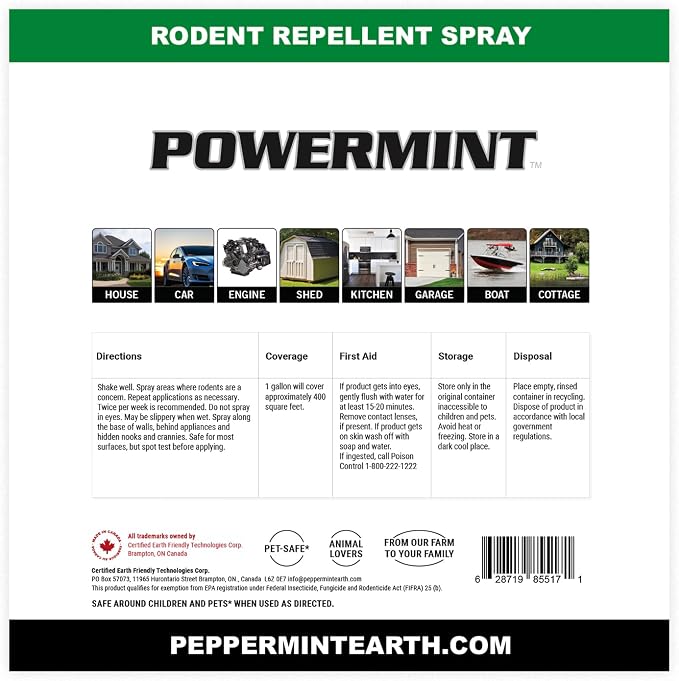 Powermint 1 Gallon Peppermint Oil Rodent Repellent Spray
