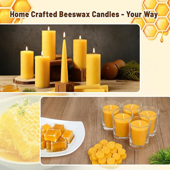 WcoDusak Beeswax Candle Making Supplies, 4LB (64oz) Natural Beeswax for Candle Making with Electric Wax Melter, Bees Wax Pellets for Candle, Lip Balm, Lotion & Soap Making Ideal for Home Craft
