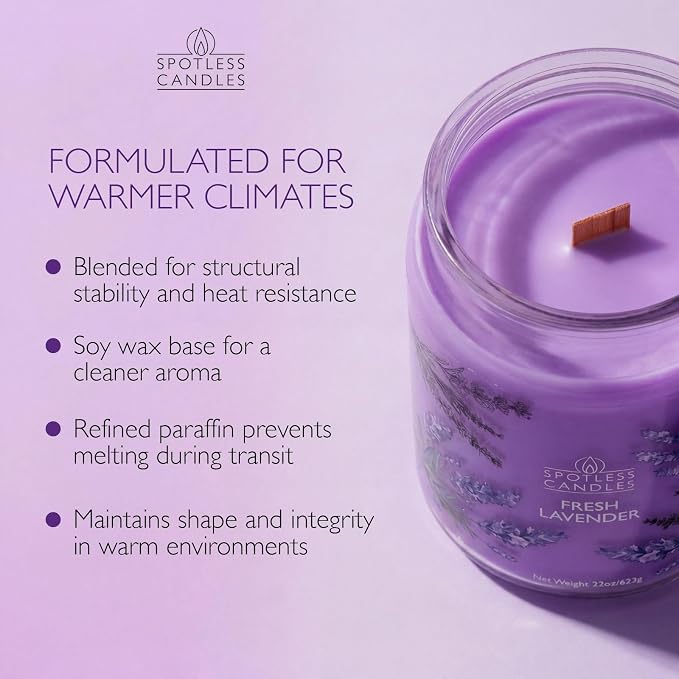 Lavender Candle 22oz: 130 Hours Burn Time, Large Jar Candle with Wooden Wick in a Decorated Jar with a Luxury Gift Box and Protective Shipper by Spotles Candles