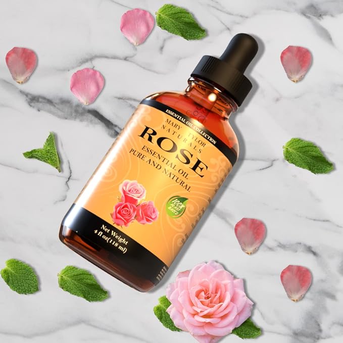Rose Essential Oil 1 oz, Premium Therapeutic Grade, 100% Pure and Natural, Perfect for Aromatherapy, Diffuser, DIY by Mary Tylor Naturals