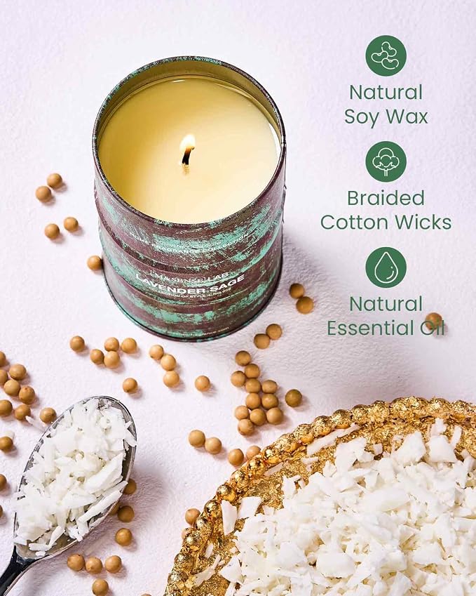 M&SENSE Spring Candle, Lavender Sage, 11.3oz | Scented Candles Natural Non Toxic, Aromatherapy, Stress Relief Meditation Relaxing, Housewarming Gifts