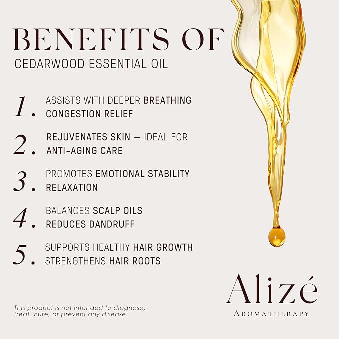 Cedarwood Essential Oil, USDA Certified Organic 100% Natural & Pure Essential Oils for Diffusers for Home, Aromatherapy Oils, Diffuser Oils Scents, Tranquility 10ml-0.33 fl oz