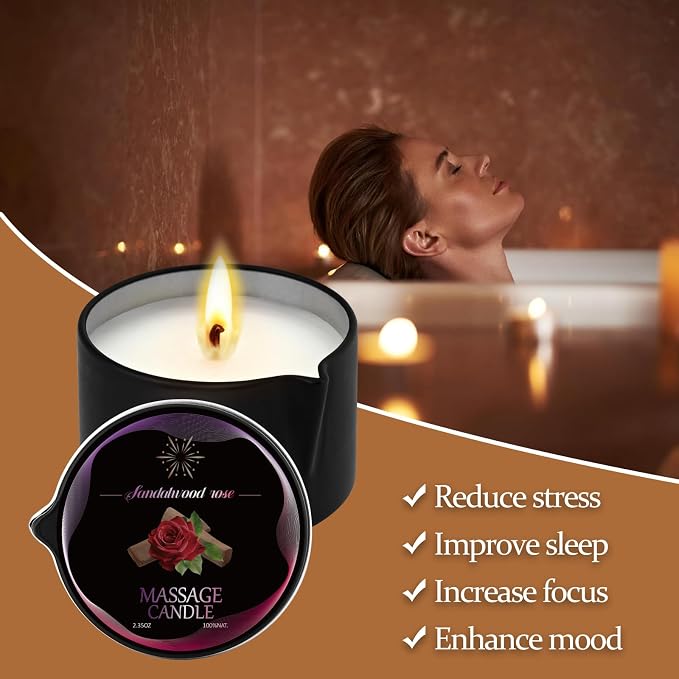 4 Pack Massage Candle Set, Low Temp Scented Massage Oil Candles, Soy & Coconut Oil Based Candles for Home Spa Relaxation